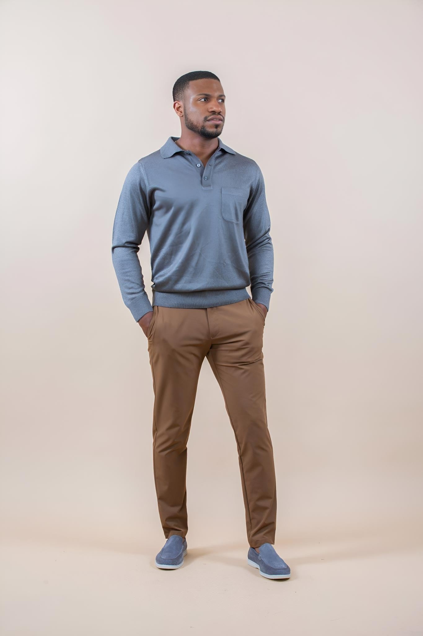 WOOL Blend Longsleeve Polo