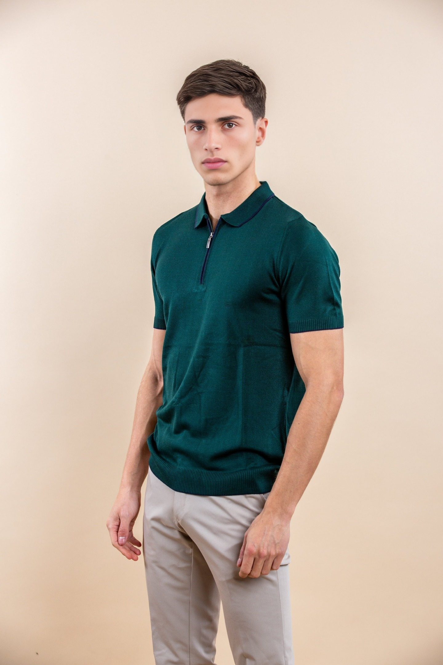 Luksus Halv-Zip Polo Shortsleeve