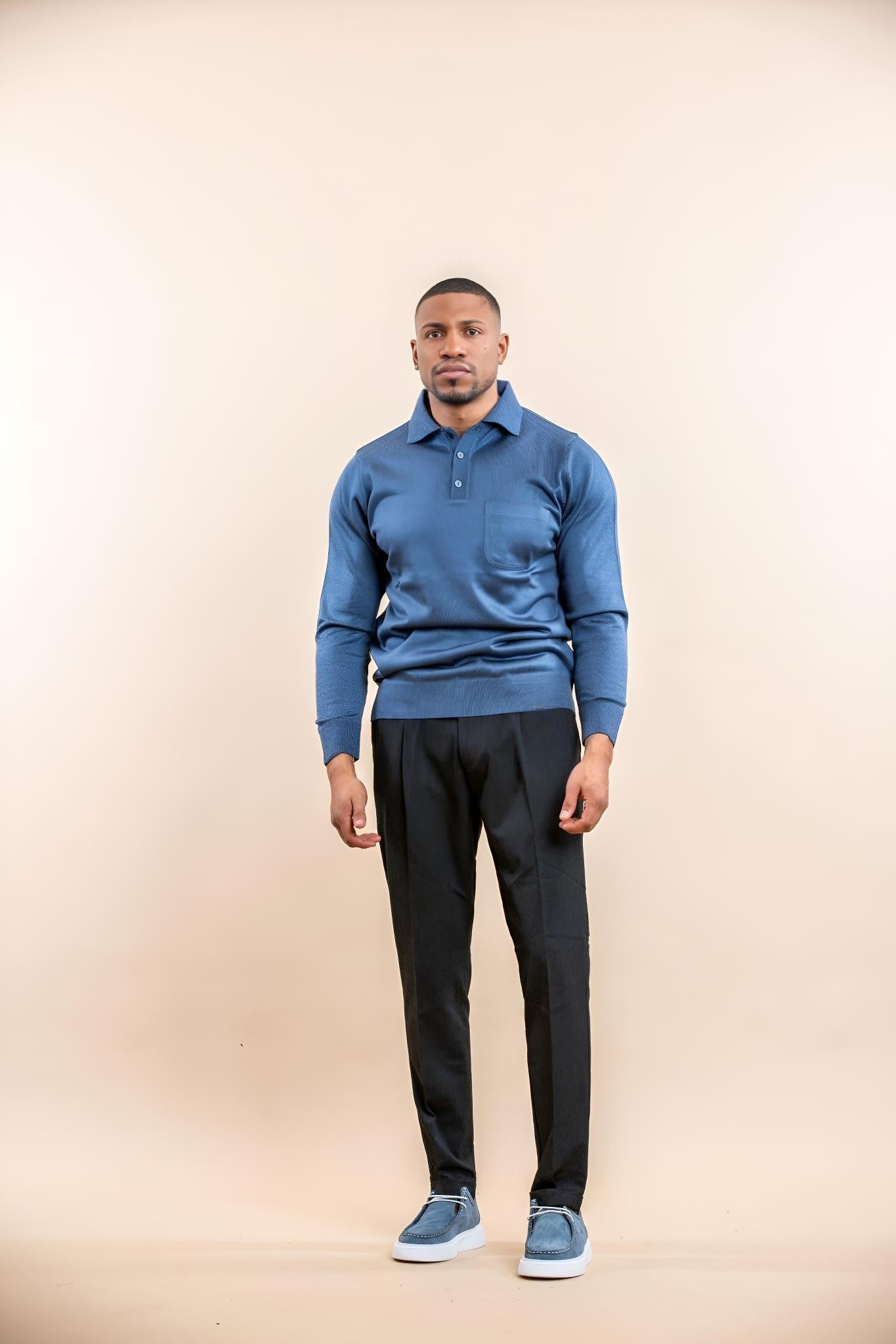 WOOL Blend Longsleeve Polo